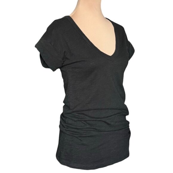 Madewell Hi-Line Fitted Long Tee T-Shirt Sz. XS Black Short Rolled Sleeves - Picture 2 of 11